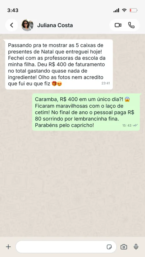 Depoimento WhatsApp Juliana